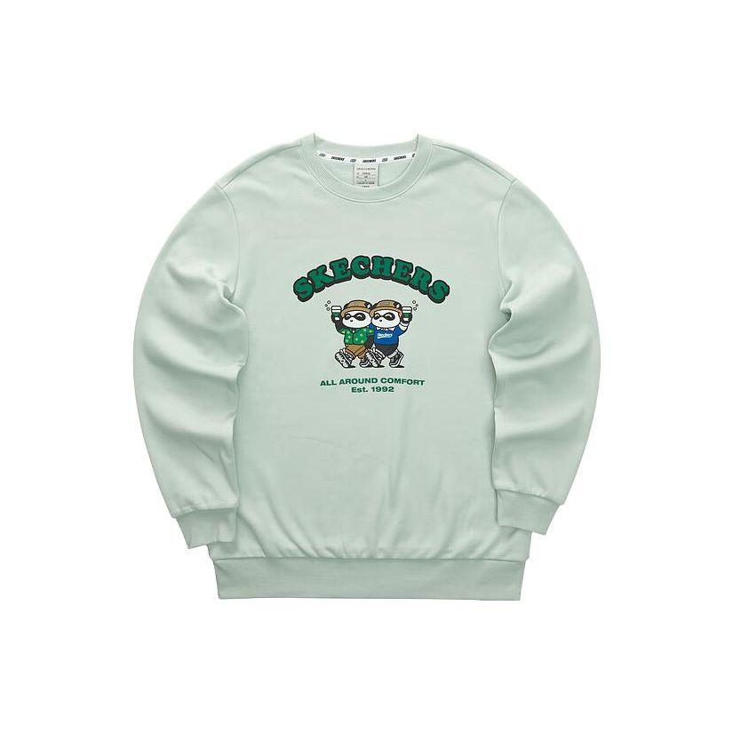 Skechers Colorful Casual Series Letter Cartoon Print Knitted Round Neck Sweatshirt Unisex sweatshirt L423U055-02QQ XS