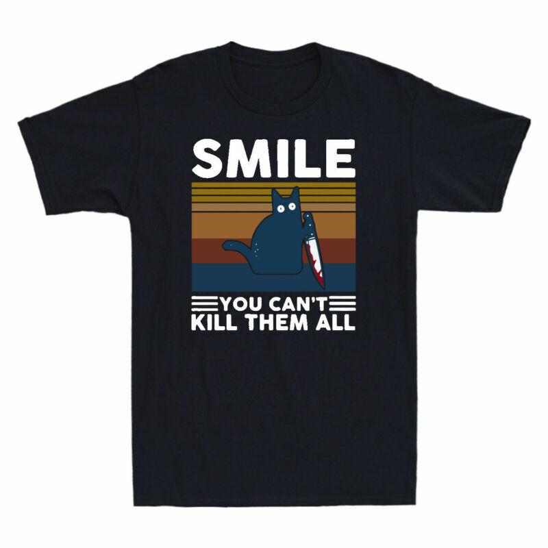 You Cat Cant Adult Unisexs Kill Holding TShirt Funny Black Smile Them All Knife S