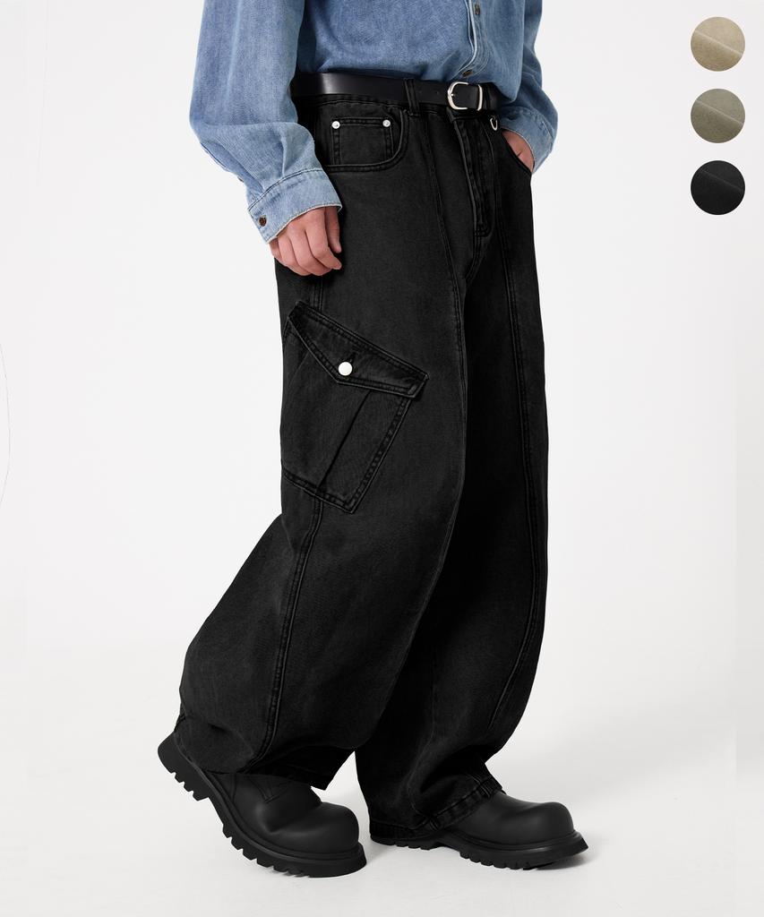 TRILLION Washed Cut Cotton Cargo Pants_3Color
