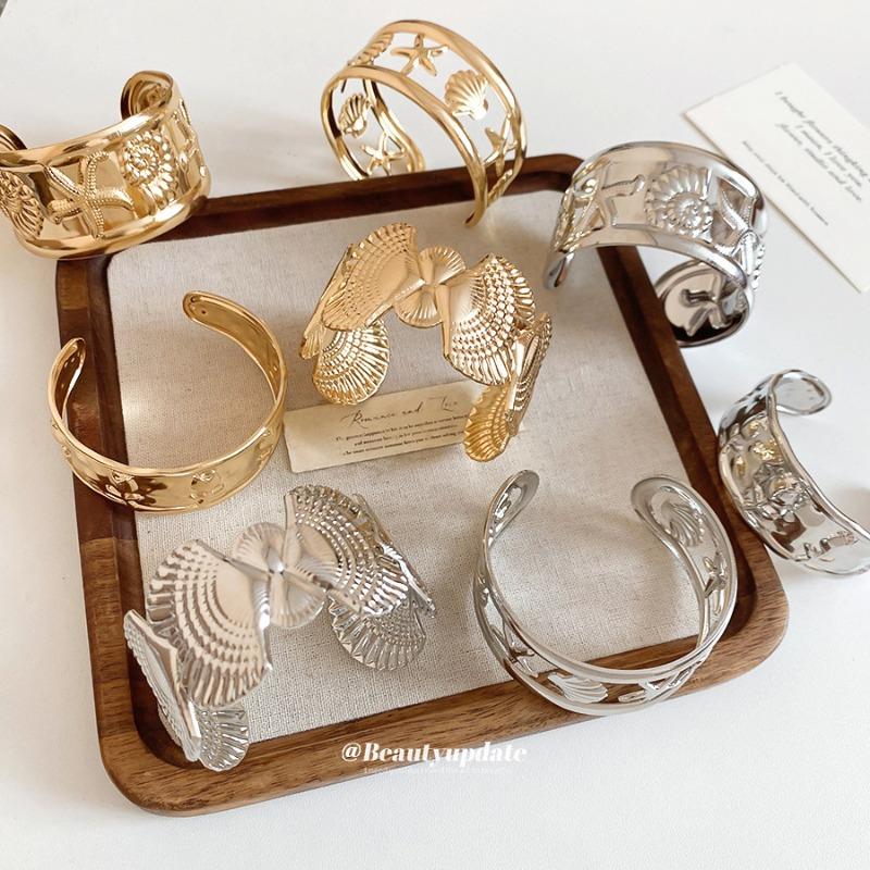 Metal Ocean System Pleated Starfish Open Bracelet Niche Ins Wind Bracelet Light Luxury High-end Jewelry Women