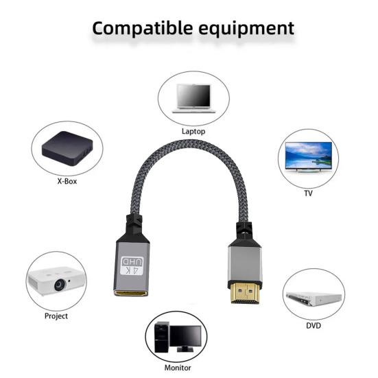 Male to Female Cable 4K Metal HDMI-compatible Adapter Laptop TV Audio Video Transfer