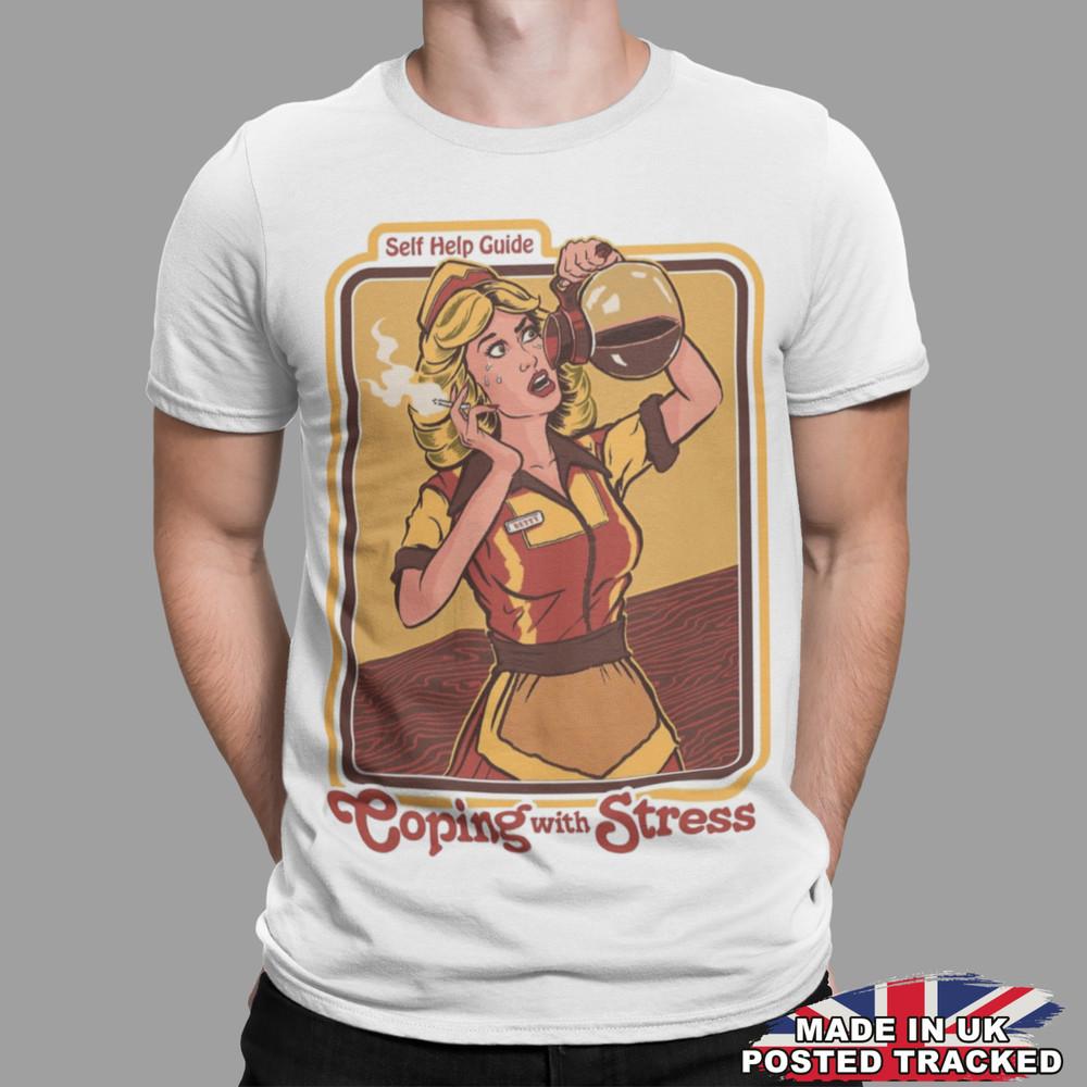 

COPING WITH STRESS COFFEE T-SHIRT MOVIE POSTER UNISEX COOL TEE RETRO UK GIFT Unisex T-Shirt L