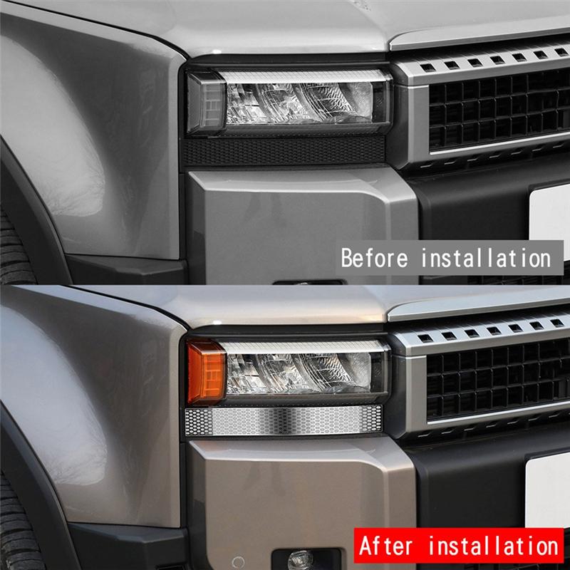 ABLZ-Car Front Headlight Eyebrow Head Light Eyelid Eyebrow For Toyota Prado LC250 2024 Headlight Trim