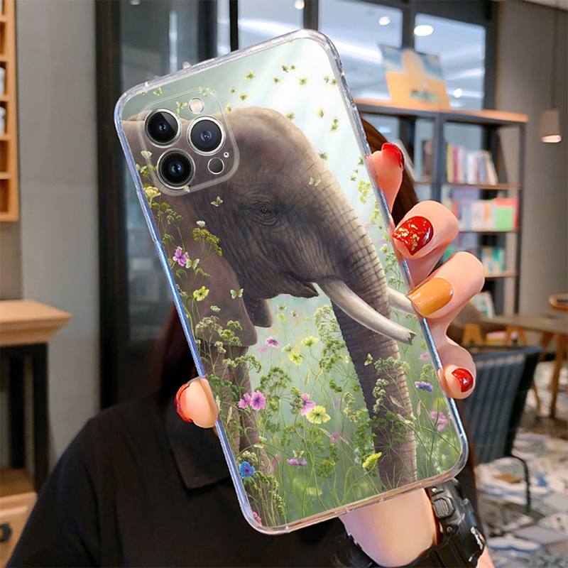 Tier Elefant Handyhülle für iPhone 14 13 12 11 Pro Max XS X XR SE 2020 6 7 8 Plus Mini Transparente Hülle