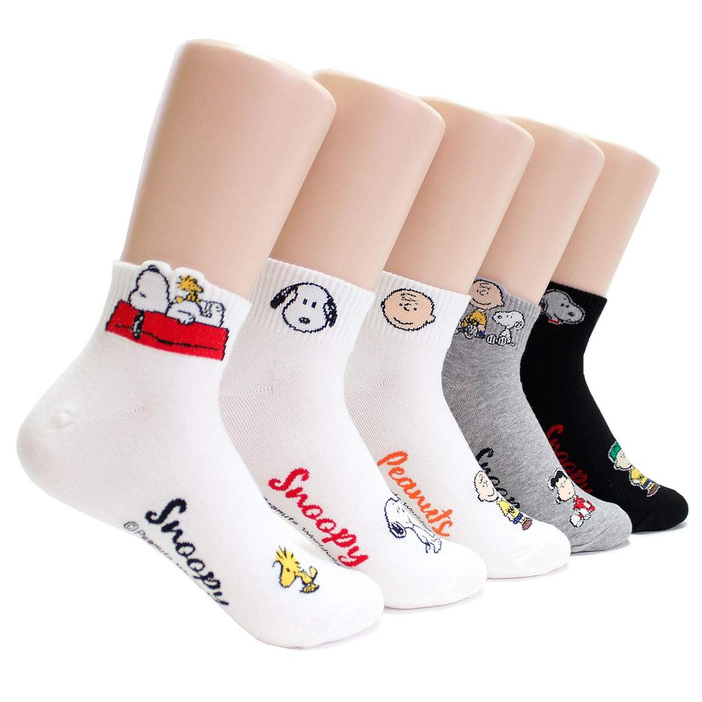 Peanuts Cartoon Movie Series Original Socks [EVEI] Women's (snoopy21_5pairs)