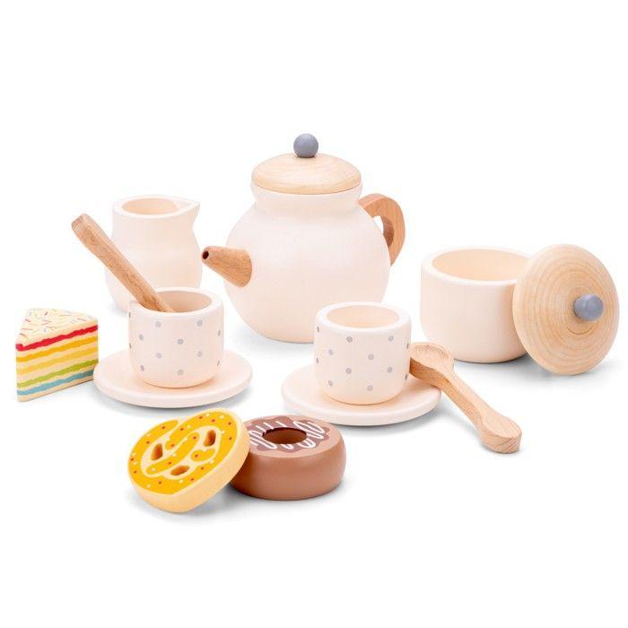 Arborescence Speelgoed - New Classic Toys - Houten Theeservies - 14 Delig - Fsc - 2 Tot 6 Jaar Wit