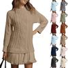 Women's Solid Round Neck  Dough Twists Knitting Chiffon Splicing Sweet Temperament Dress