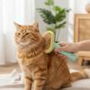 Easy To Clean Self-Cleaning Pet Cat Comb Non-slip Handle Stainless Steel Dog Hair Remover Round Needle Head Pet Needle Comb Bath