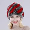 Russian Lady 100% Natural Real Rex Rabbit Fur Hats Women Kintted Outdoor Rex Rabbit Fur Hat New Warm Real Fur Caps