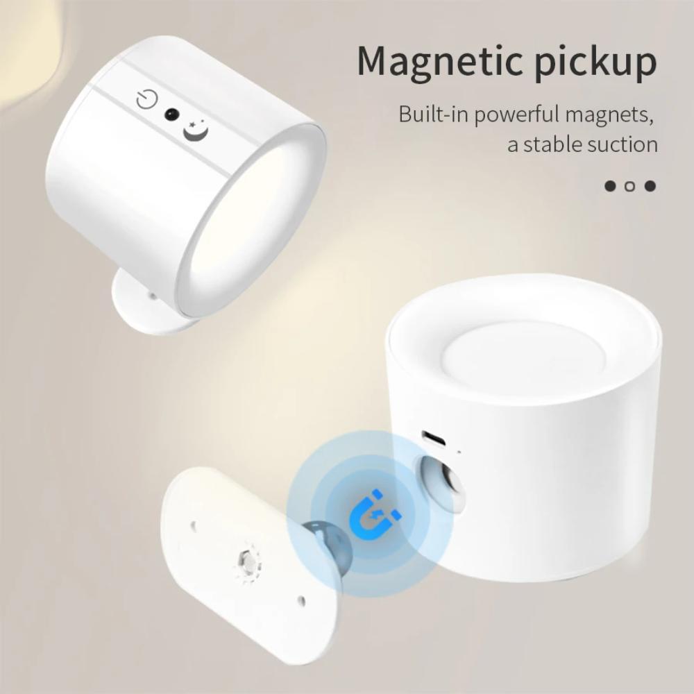 LED Double Head Wall Lamp Touch Control Remote 360 Rotatable USB Recharge Wireless Portable Night Light For Bedroom Reading Lamp