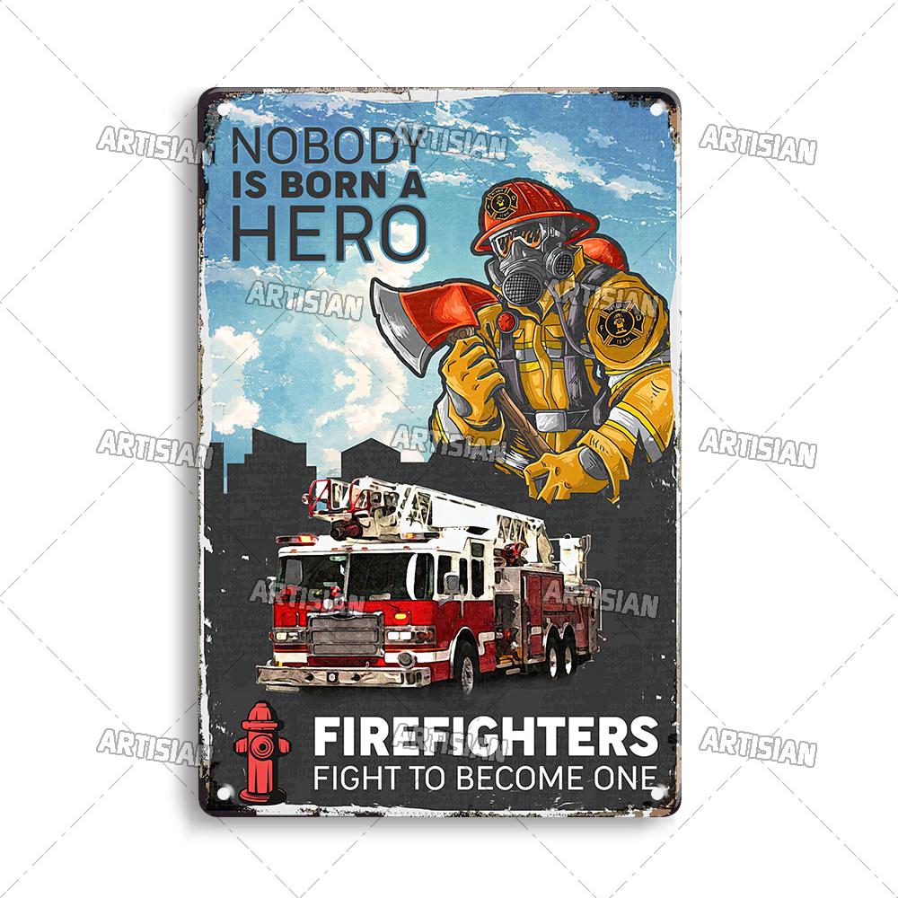 Artisian Firefighter Metal Sign Fireman Vintage Tin Plaque Retro Decorative Poster Wall Decor Garage Bar Pub Club Hotel Cafe