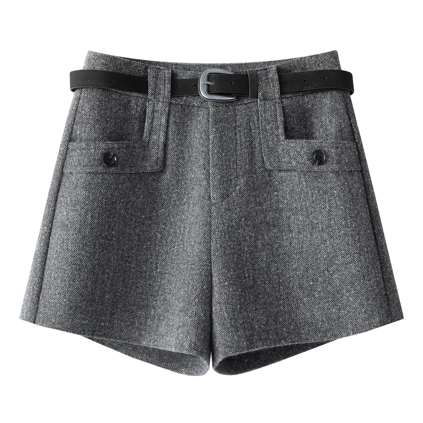 

Petite Women s Grey Wool Blend High-Waisted Bootcut Wide-Leg A-Line Shorts - Autumn/Winter 2025 Collection 3XL темно-сірий колір