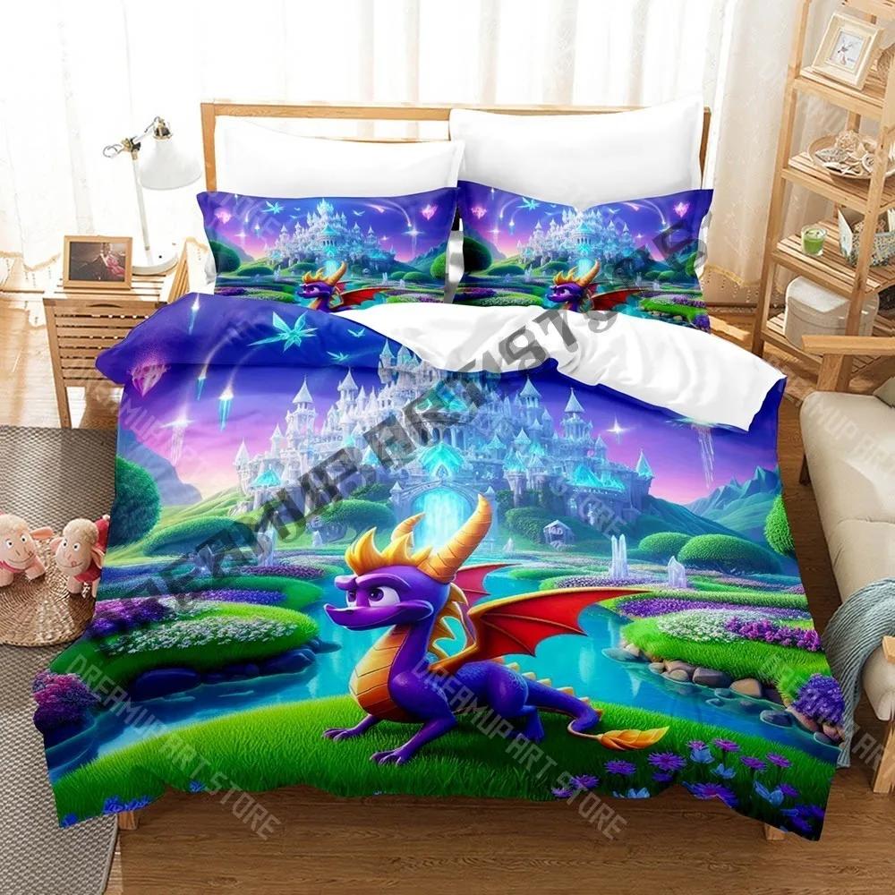 3D Print Spyro Reignited Trilogy Cartoon Game Bedding Set Single Twin Full Queen King Size Bed Set Adult Bedroom Duvetcover Set