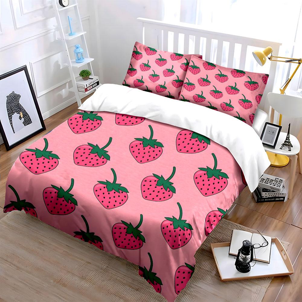 Strawberry Pattern Bedding Set Bedding Duvet Cover Set Duvet Cover Pillowcases (1 * Duvet Cover 2 * Pillowcases, without duvet insert)