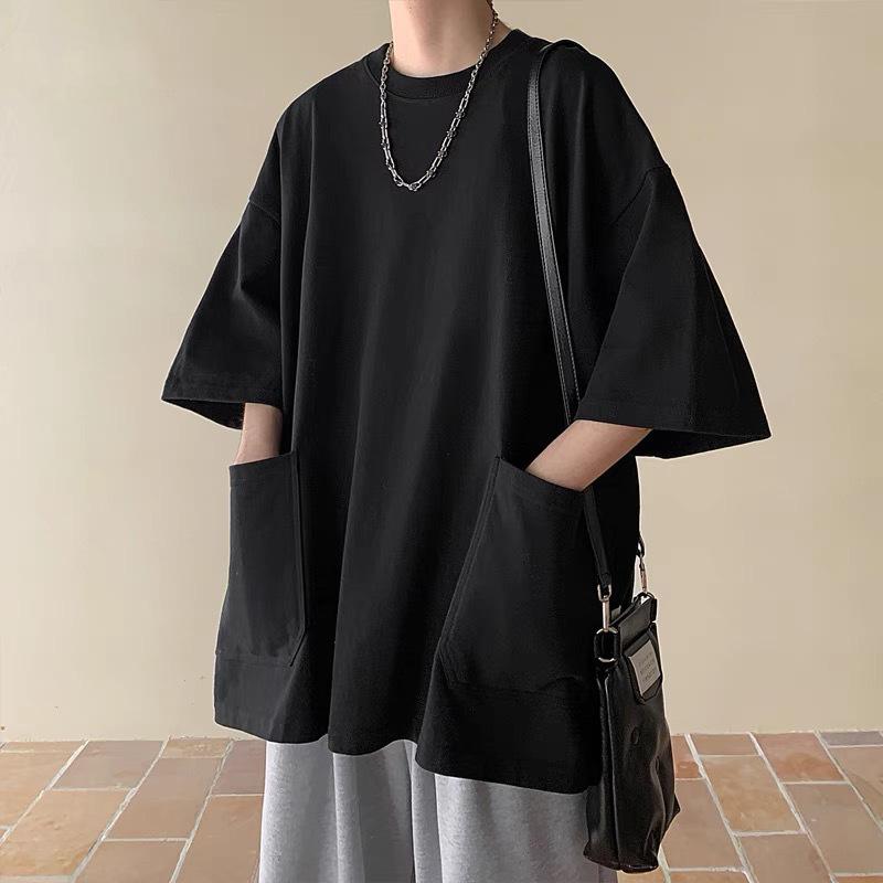 Plus Size Extra Large Pocket Workwear Short Sleeve T-Shirt Men's Style Summer Trendy Loose Fit Body Tee