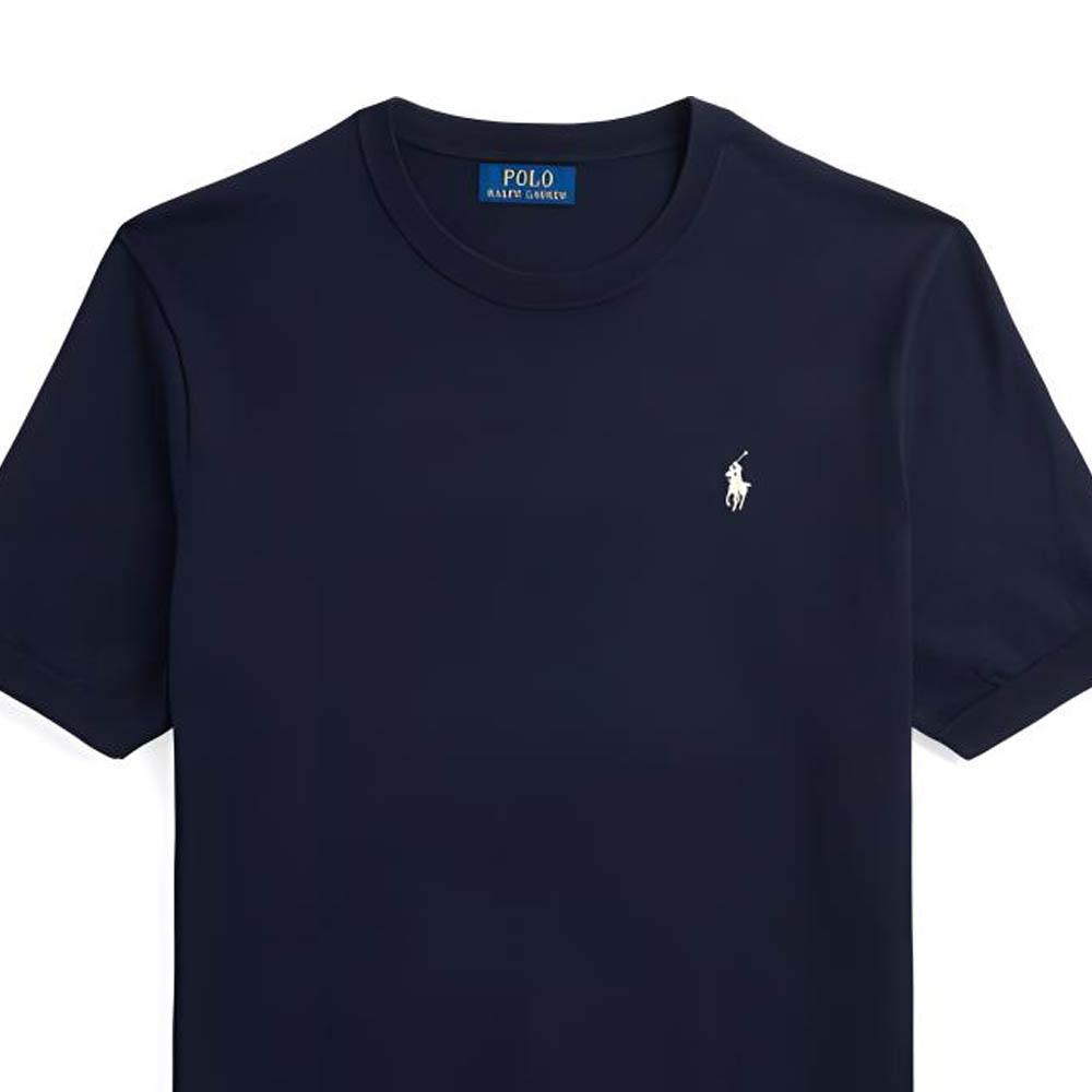 Polo Ralph Lauren Solid Color Small Pony Embroidered Crew Neck Short Sleeve Knit Shirt Men Tops Deep-Blue MNPOSWE1N820038-400