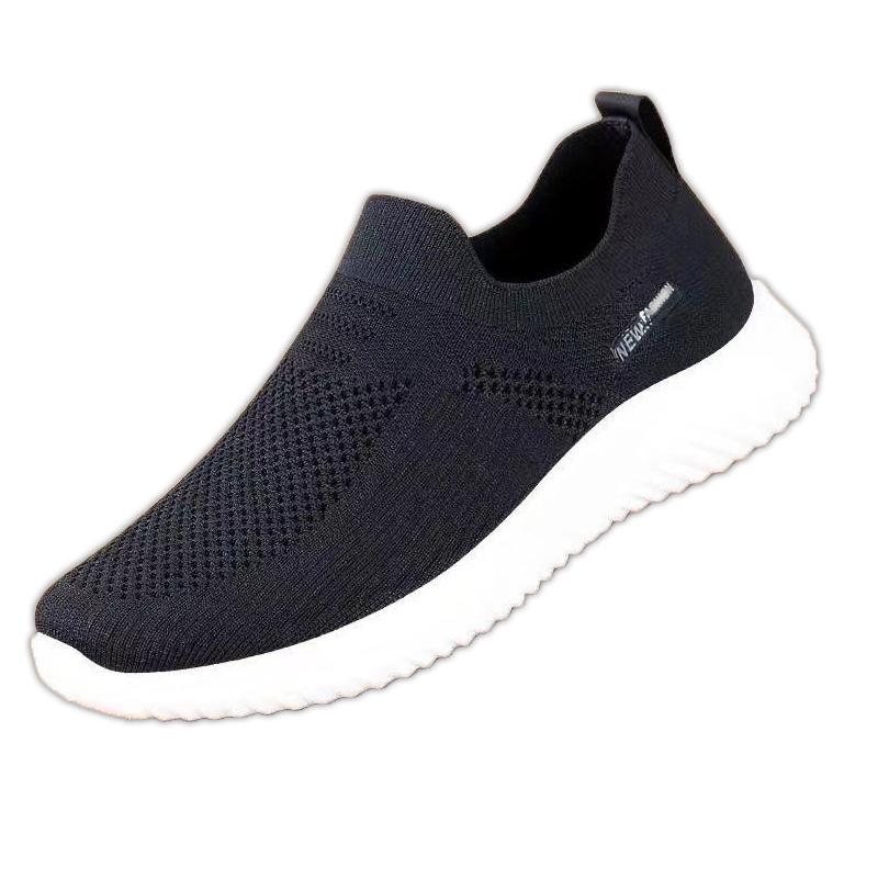 Men's Shoes Breathable Mesh Fabric Flying Shoes with One Foot Chinese and Old Men's Shoes Foreign Trade Breathable Casual Soft Sole Sneakers