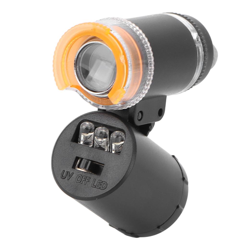 60X   Vergrößerung Lupe Tragbar Schmuck Kassen Lupe Detektor LED Licht   Mikroskop