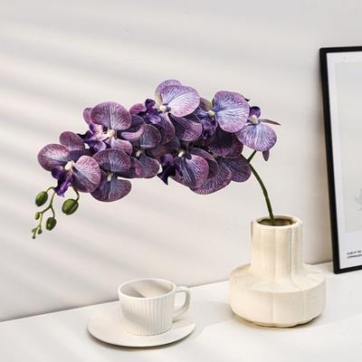 Umělé květy Phalaenopsis 10hlavý stonek 3D tisk Realistické umělé orchideje pro domácí obývací pokoj Svatba Party Dekorace stolu