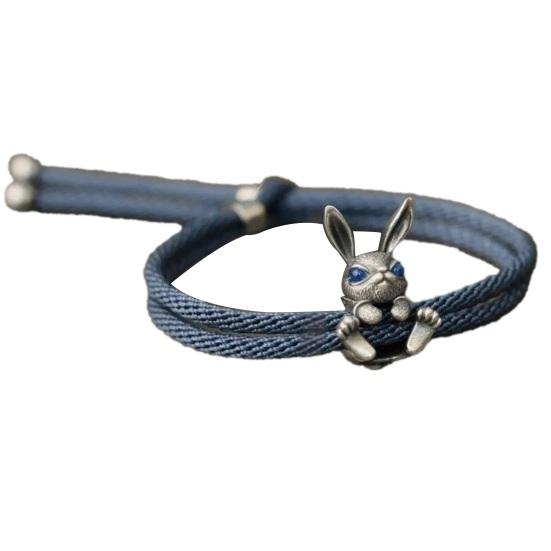 Adjustable Rope Chain Bracelet Bunny Decor Easter Bracelet Easy to Wear Bracelet Animal Lucky Jewelry Accessory