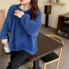 Fashion thickened outer wear loose splicing gentle wind soft waxy autumn and winter new long-sleeved pullover women's knitted sweater