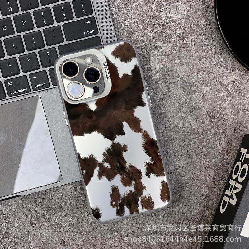 Applicable to Samsung color silver case S24/S25ULTRA brown leopard print GalaxyS23/NOTE20 mobile phone case