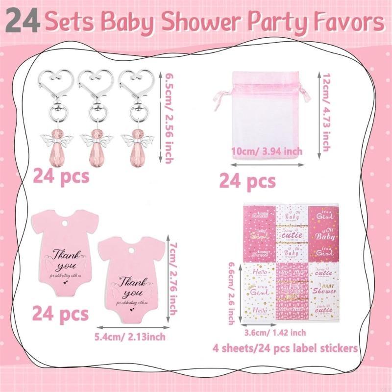 24 Stycken Änglalika Kristallhänge Nyckelringar med Tackkort för Fester X3UC