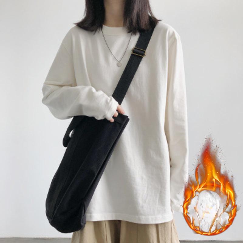 

Бархатная футболка с длинным рукавом для женщин, новый осенне-зимний стиль, белая студенческая футболка для нижнего слоя, теплая базовая рубашка, топ в корейском стиле для женщин 2XL