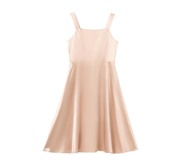 Women's 2023 Slim-Fit Satin Dress: Square Neck, Patchwork, Age-Reducing Summer Fashion