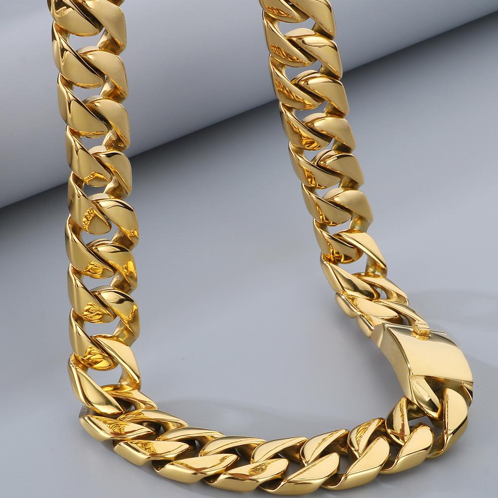 Pánský náhrdelník z nerezové oceli s kubánským článkovým řetízkem Hip Hop 20 mm šířka lanový choker pro muže Punk Rock Gotický Streetwear Šperk Dárek