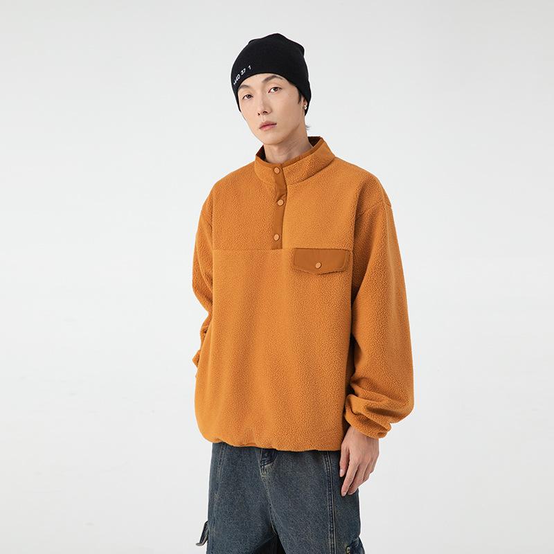 Men's New Winter Style Japanese Outdoor Casual Volcanic Velvet Couple Sweatshirt Trendy Brand Loose Thickened Warm Top for Men