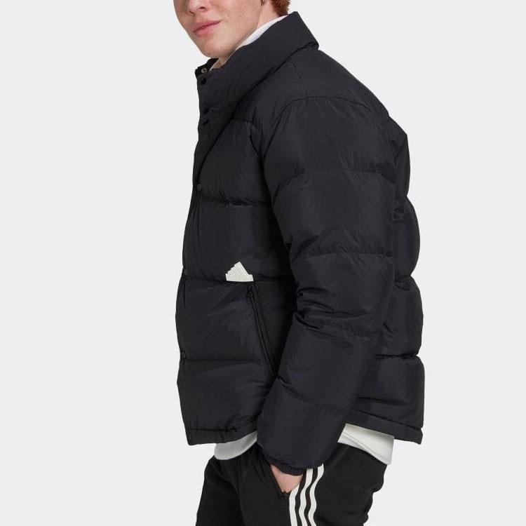 Adidas Solid Color Logo Patch Single-Breasted Straight Down Jacket Men Outerwear Black HG2065