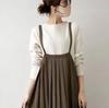 Spring/Summer 2026 Coffee High Waist Slimming A-line Dress with Front Tie – European & American Style Women's Clothing.
