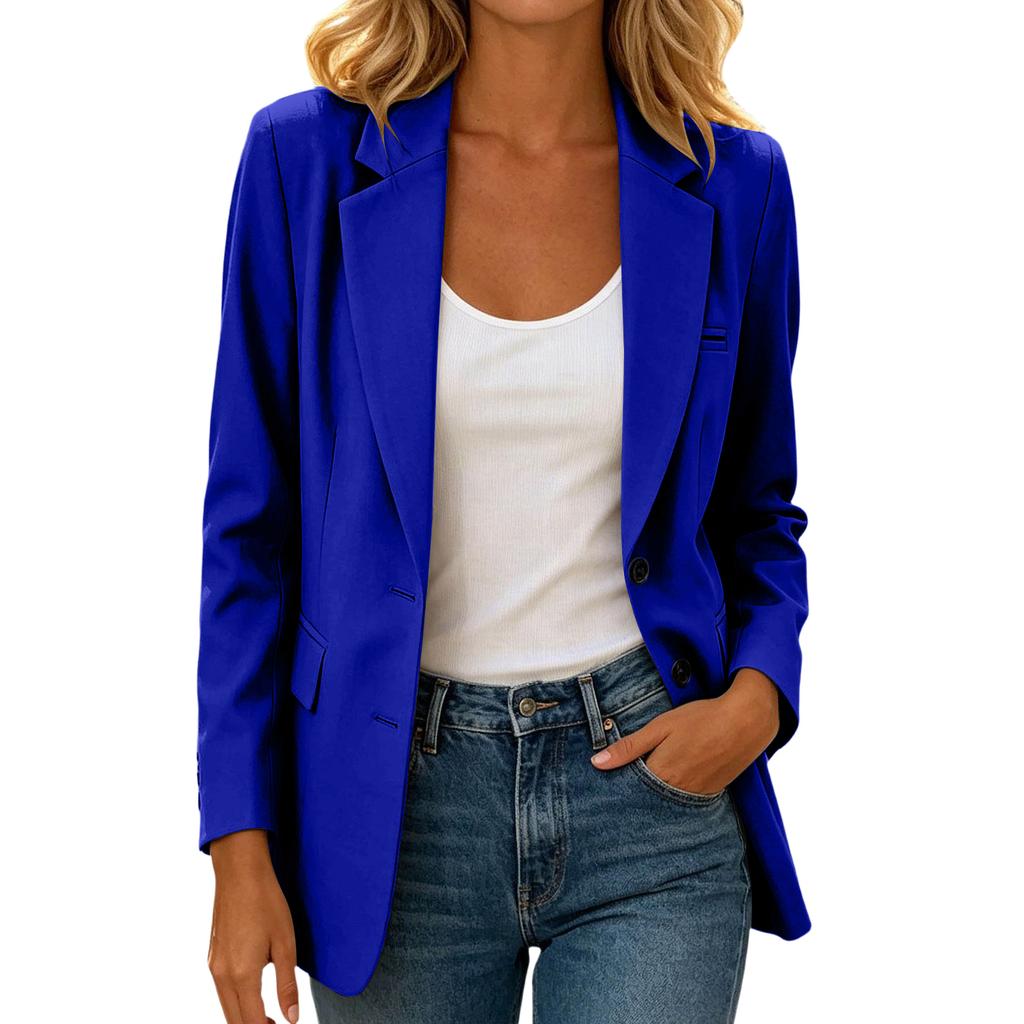 Women's Long Sleeve Button Front Lapel Jacket