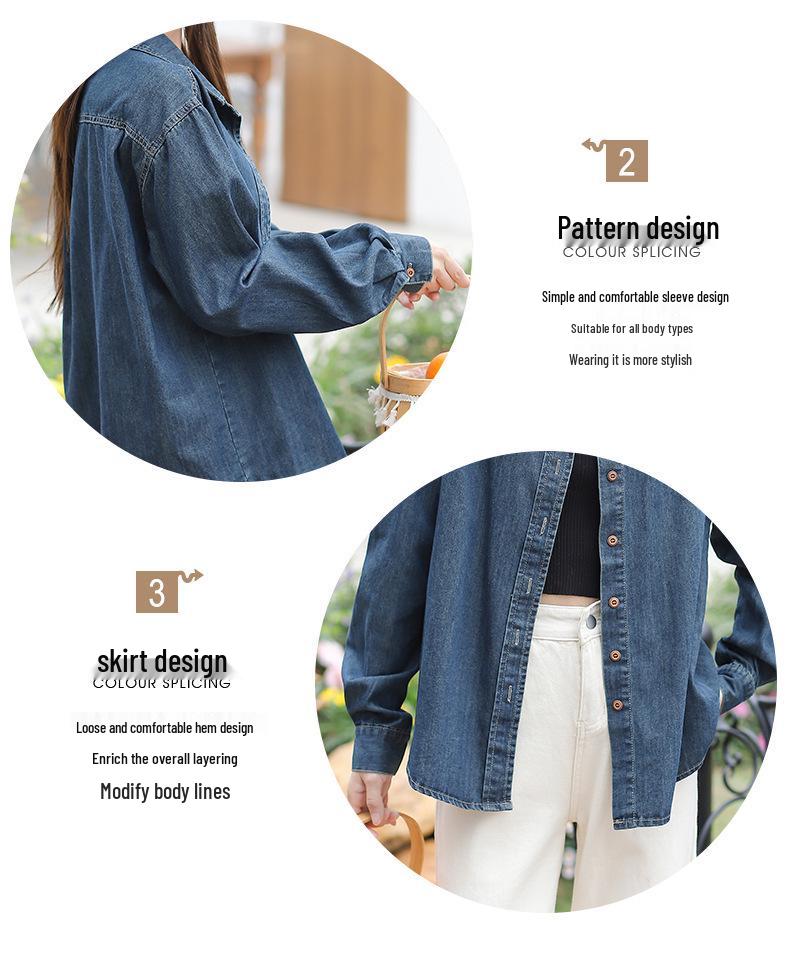 Women's Soft Embroidered Denim Shirt - Spring/Summer Casual Wear