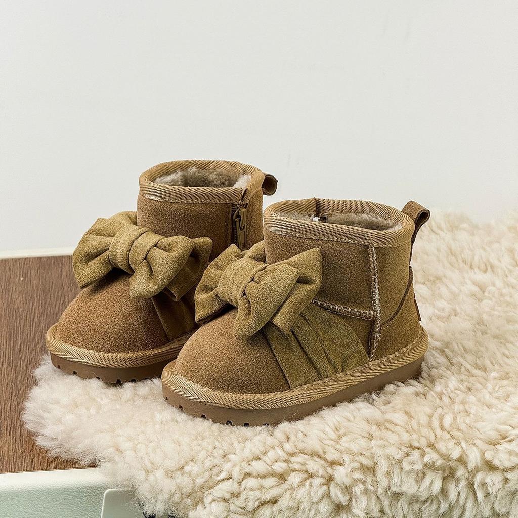 Winter Korean Style Warm Cotton Boots Cute Bow Cotton Shoes Plus Velvet Thick Snow Boots