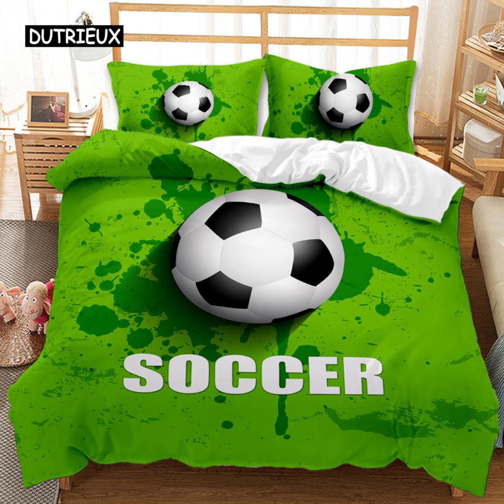 Soccer Duvet Cover Football Kids Bedding Set 3D Comforter Cover Boys Teens Sport Lovers Double Queen King Polyester Qulit Cover