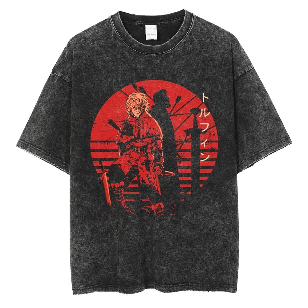 

Vinland Saga Thorfinn Vintage Washed Oversized T-Shirt | Unisex Historical Anime Streetwear Tee XXXL різнокольоровий