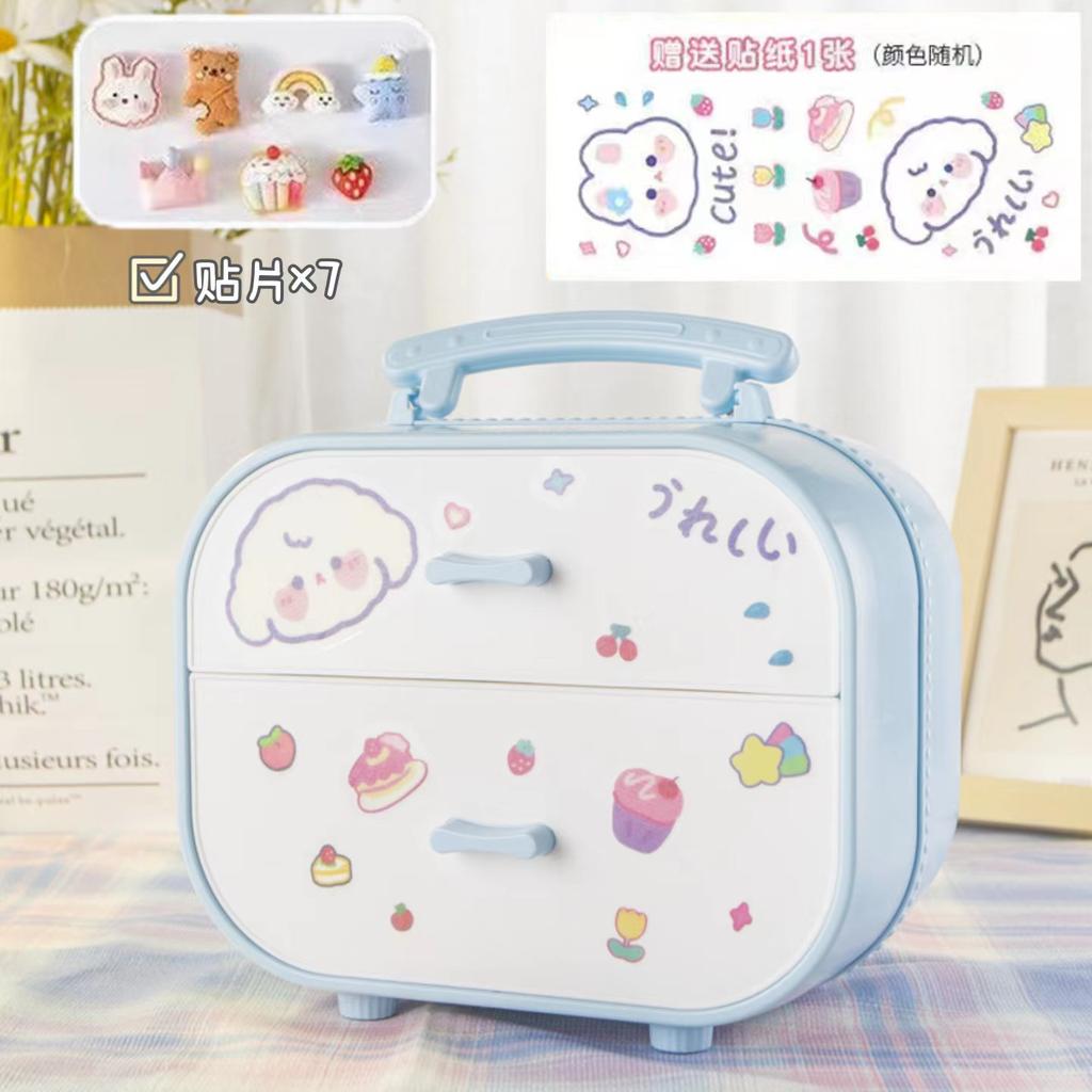 Cute Cartoon Style Jewelry Headwear Desktop Stationery Cosmetic Box for Dormitory Girls Student Drawer Desk Finishing