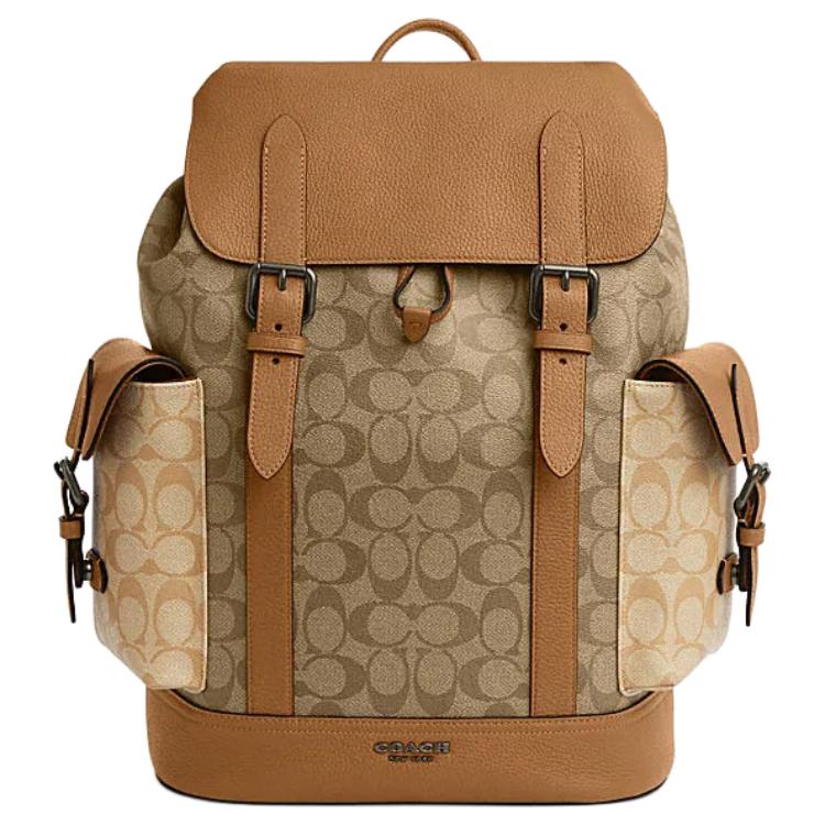 Coach Men's Light/Brown Hudson 30 Classic Monogram Color Block Backpack Backpack -Saddle- Cr335-Qbmyc