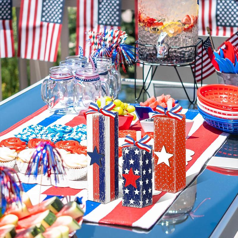 1PC Home Ornaments Wooden Tabletop Decorations American Flag Crafts Wood