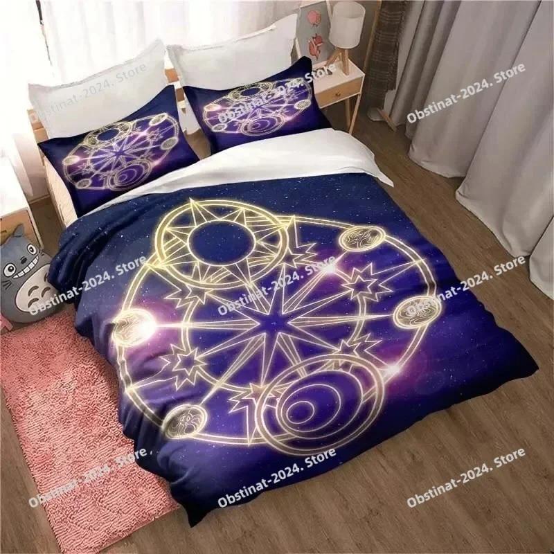 Anime Cardcaptor Sakura Printed Bed Set Duvet Cover Pillowcase Bedding Set Bed Linen Sheet Quilt Cover Full Queen King Size