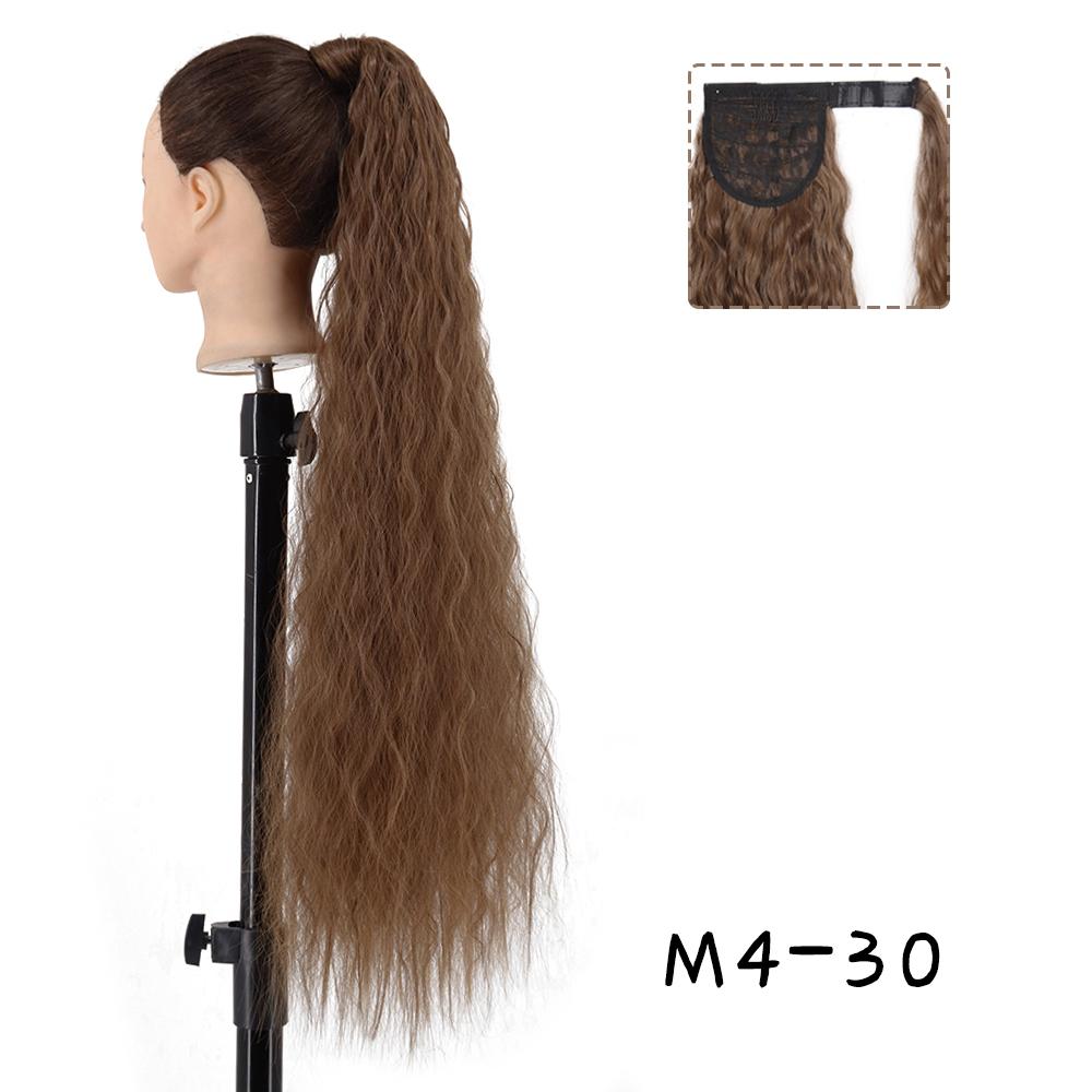 MERISIHAIR Women Long Deep Wavy Warp Around Ponytail Synthetic Fiber Long Brown Wavy Ponytail Hair Extensions Daily Wear