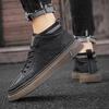 Neuer Herren-Freizeitlederschuh Einfarbig Mode High-Top Schwarz Herren-Sneakers Schnürer Plateau Stiefelette für Herren Chaussure Hommes