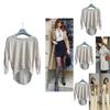 T-shirt Casual da Donna in Cotone a Maniche Lunghe con Vestibilità Larga e Orlo Curvo