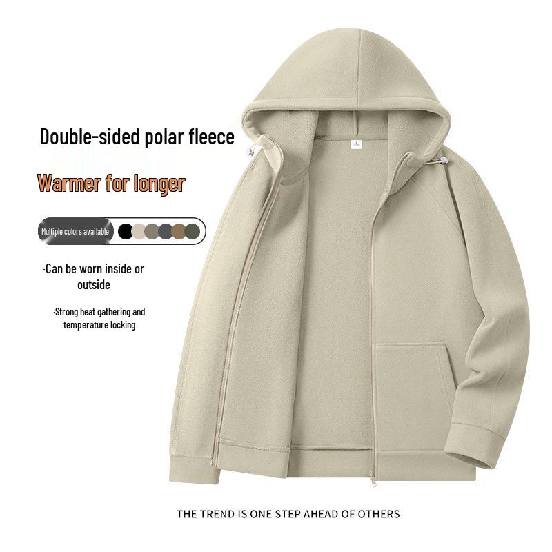Men's 500G Polar Fleece Stand-Up Collar Jacket - Winter Cotton Outerwear, Plus Fleece & Thick for Warmth