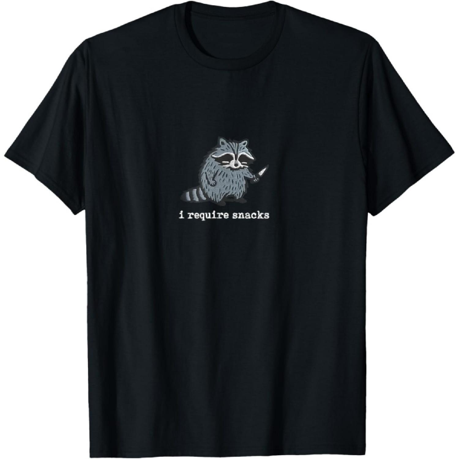 Funny Raccoon i Require Snacks for Men Women T-Shirt S