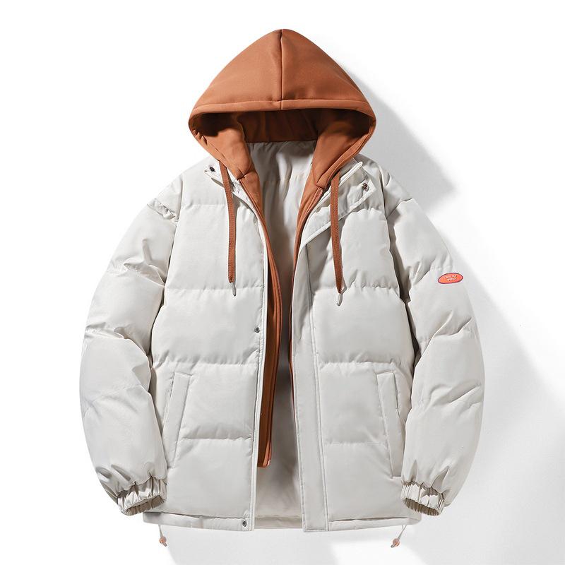 Unisex Autumn-Winter Hooded Puffer Jacket: Cozy Hong Kong Style Two-Piece Look