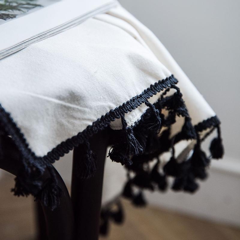 Primary Color Curtains with Black Tassels for Living Room Bedroom Home Bay Window Cotton Linen Finished Kitchen Tube Curtain