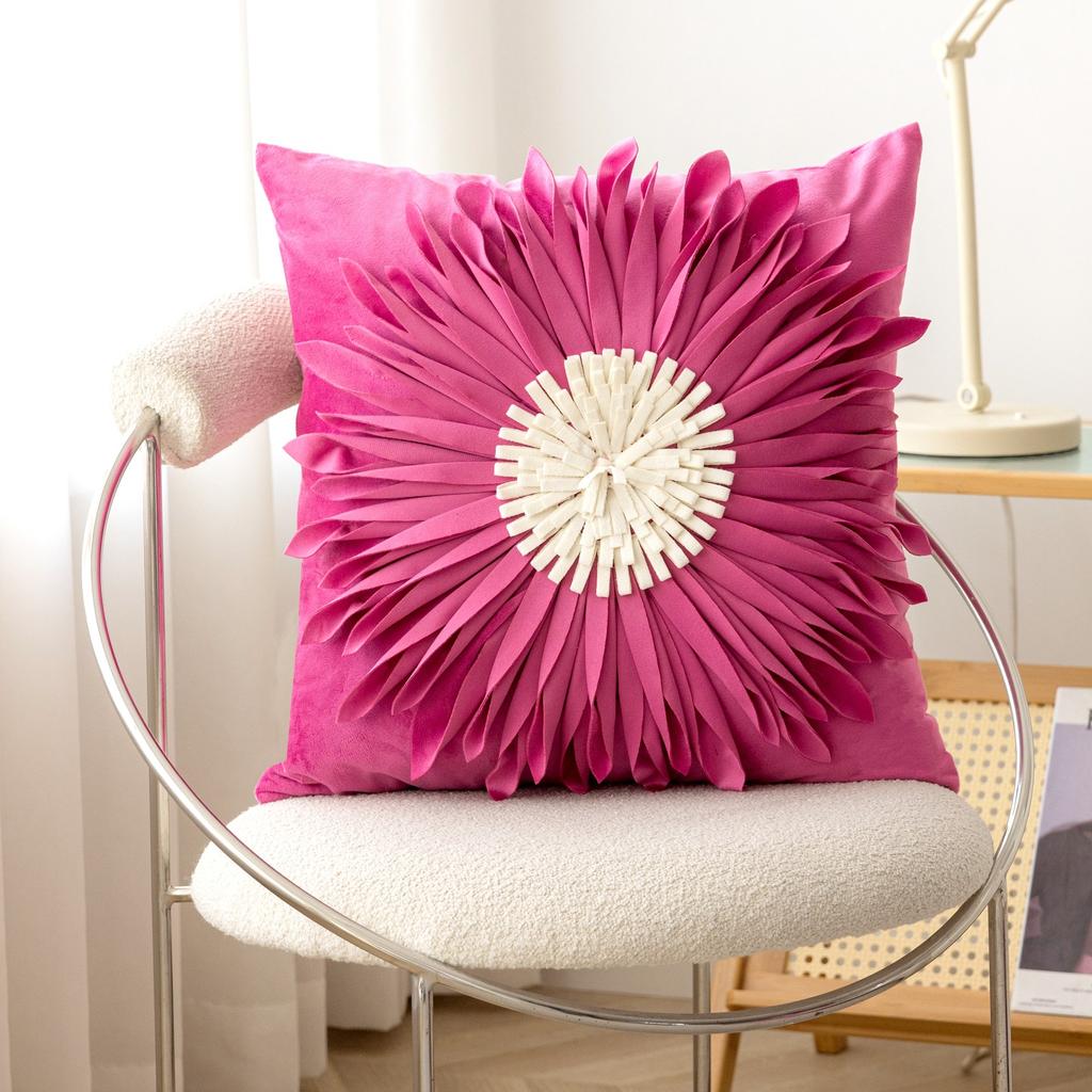 European and American Light Luxury Ins Style Hug Pillow with Daisy Flower Handmade Splicing Backrest Pillow New Backrest Cushion